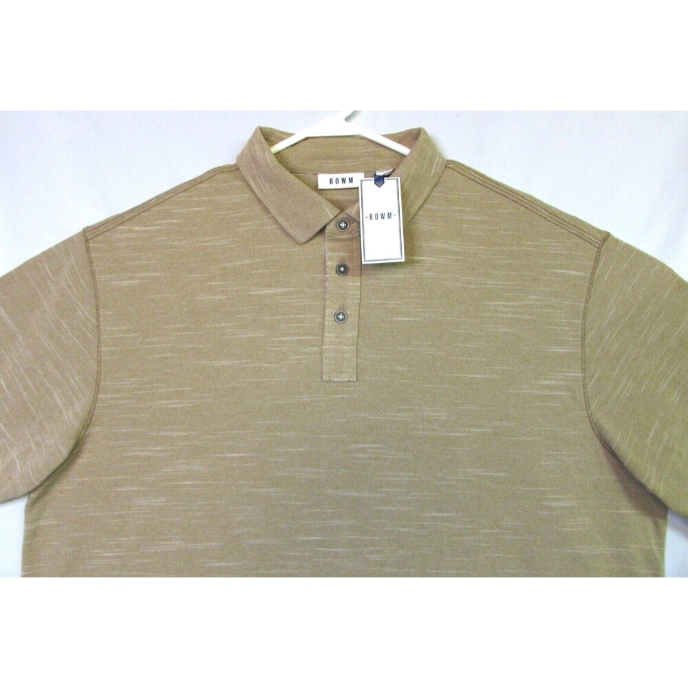 ROWM Men's Short Sleeve Solid Polo Shirt Cotton/Polyester Brown XL